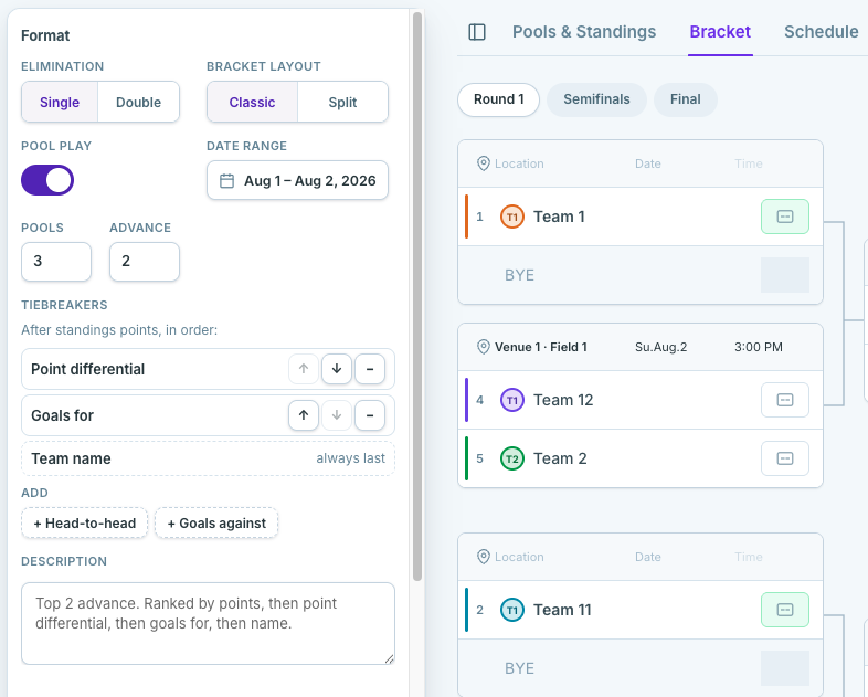 Getting started in Bracket Builder